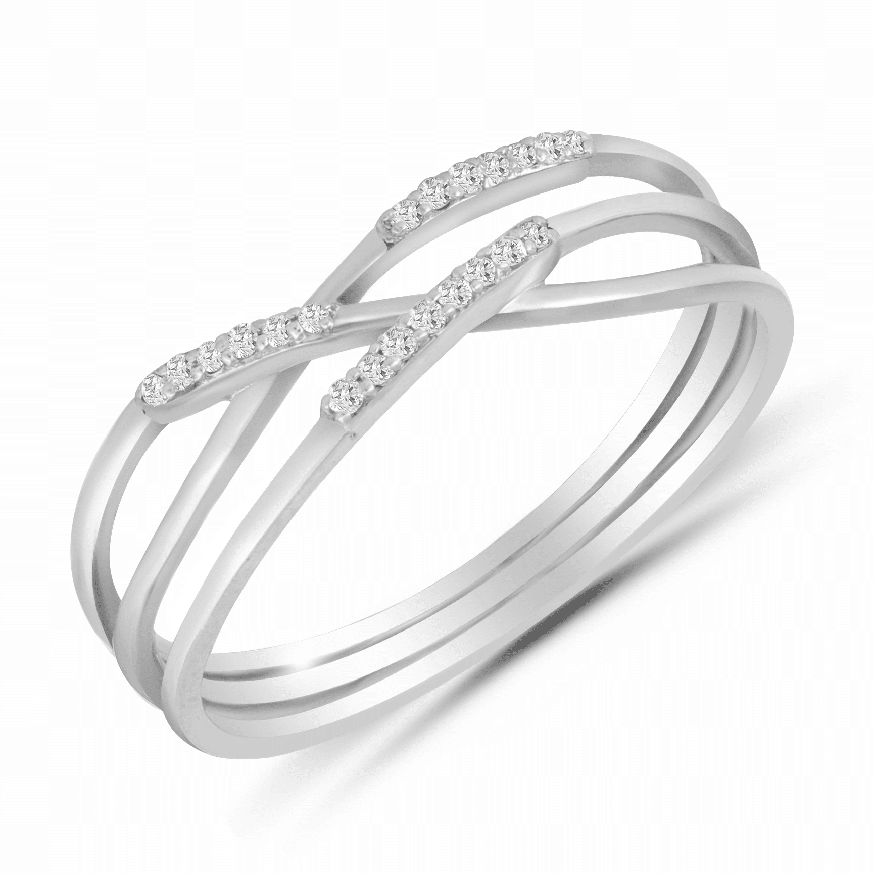 White gold 3 layer ring