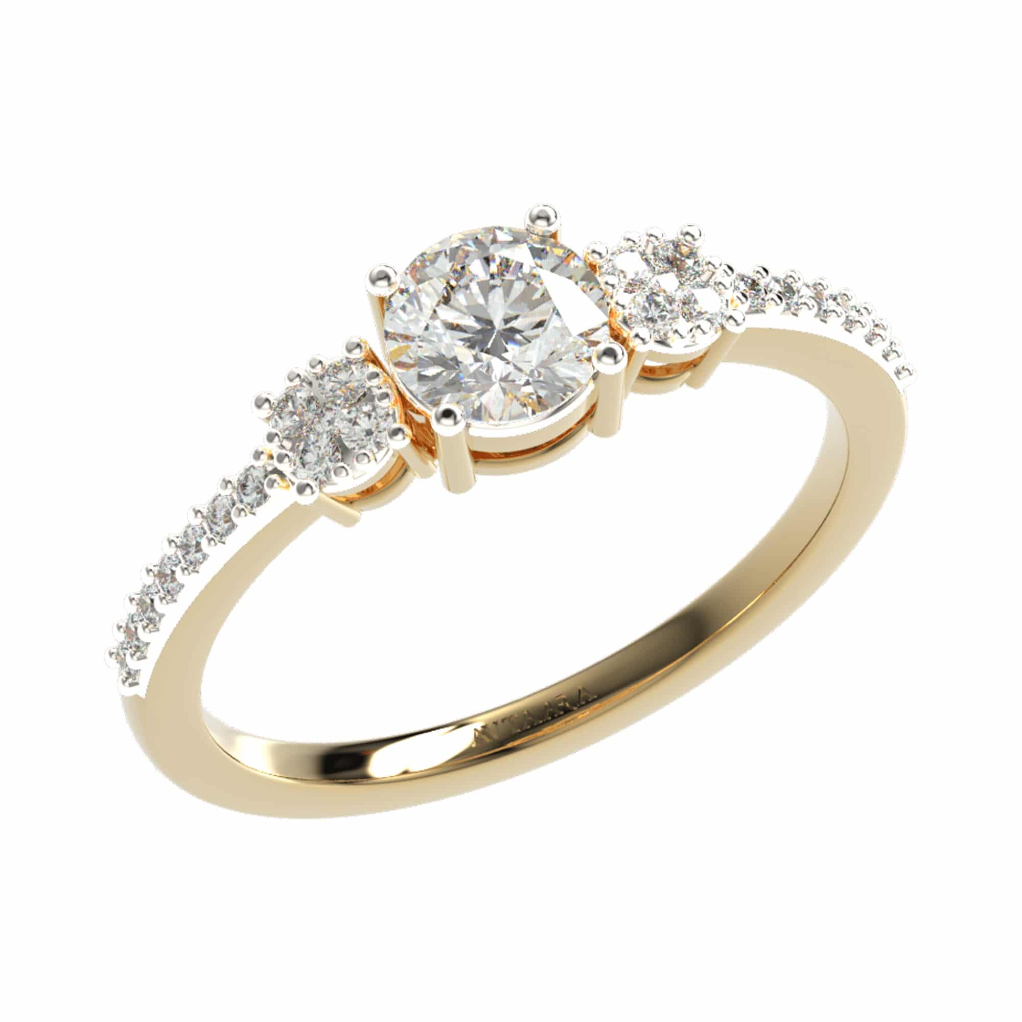 Yellow gold classic diamond ring