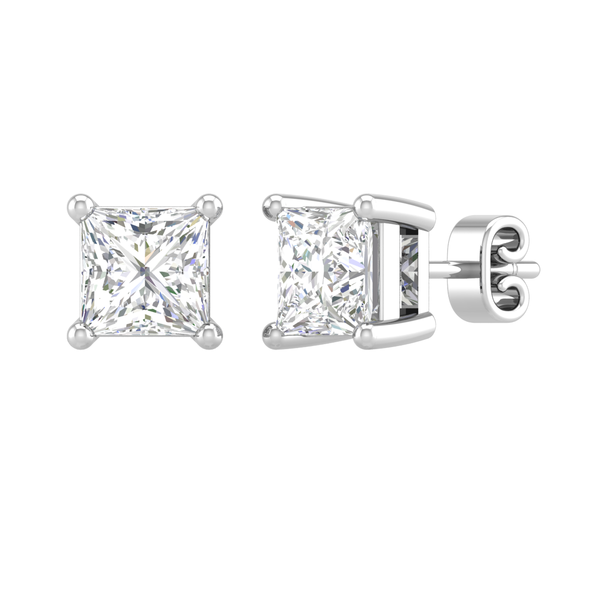 1.5 ct Princess Stud Earrings - Avtaara Jewelcarnation | Online ...