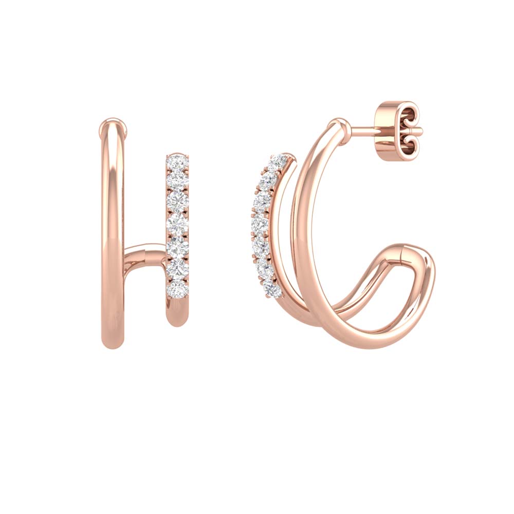 Carlton London 18Kt Rose Gold Plated Half Hoop Earrings with Pearl   Carlton London Online