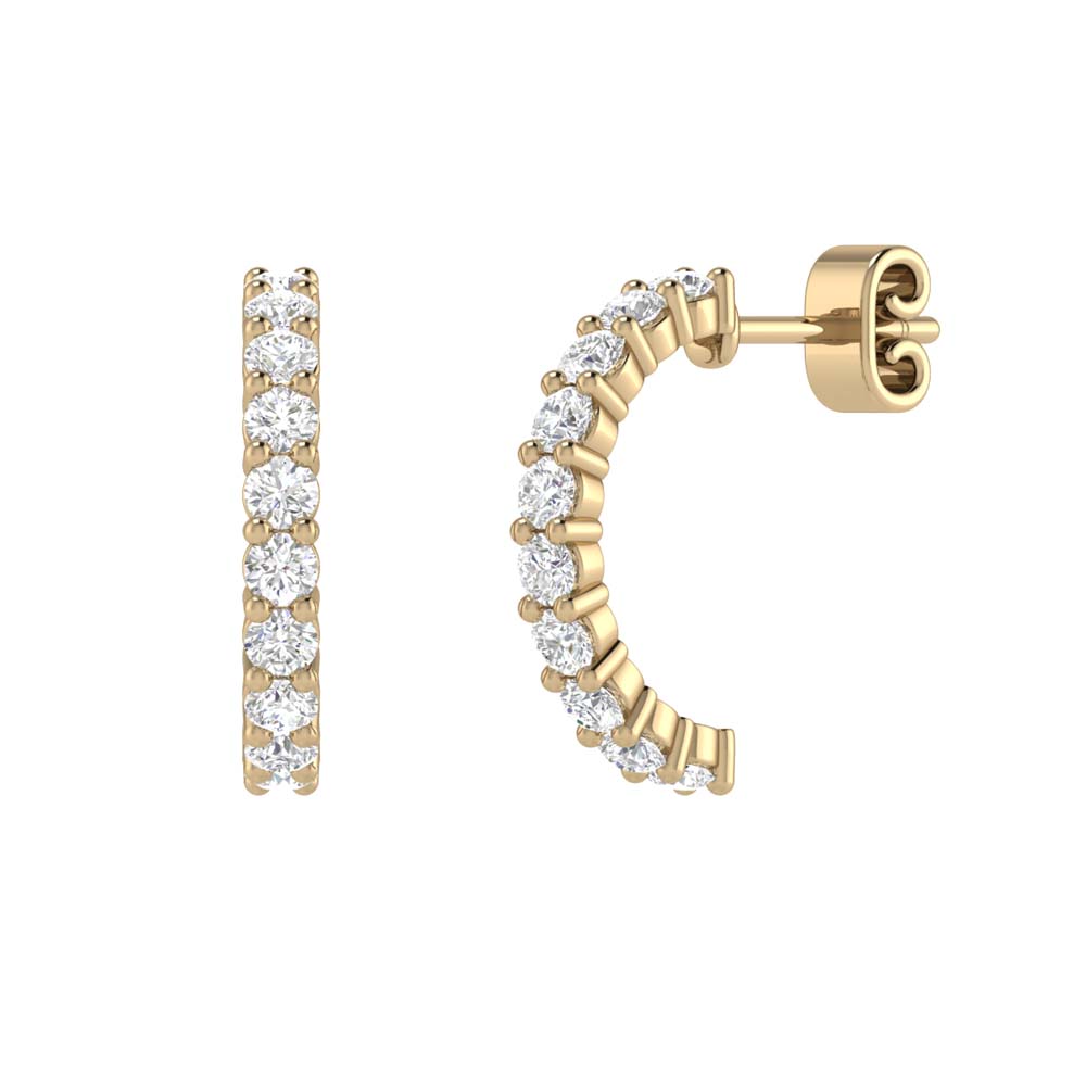 Solitaire Half Hoop Huggie | 14K Gold Plated Huggie Earrings – PAVOI