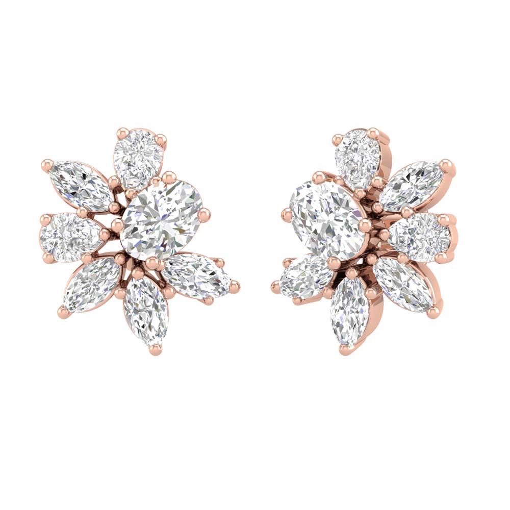 CopperBrass Stud Earring Fancy Designer American Diamond Studs